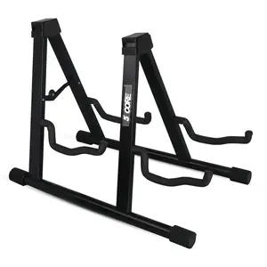 5 Core Double Guitar Stand A Frame Shape w Foam Arms Supports Acoustic Electric Bass Ukulele Banjo