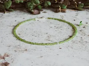 Peridot Ankle Bracelet - 8.5-inch length Natural Gemstone Ankle Bracelets for Women - Handmade Anklet for Peace & happiness - Jewelry Gift for Her