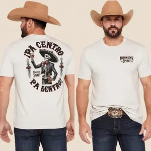 Pa Centavo Pa Dentro T-Shirt – Moonshine Spirit Skeleton Graphic Tee for Men and Women, Retro Mexican Cowboy Shirt, Western Fiesta Drinking Outfit Gift