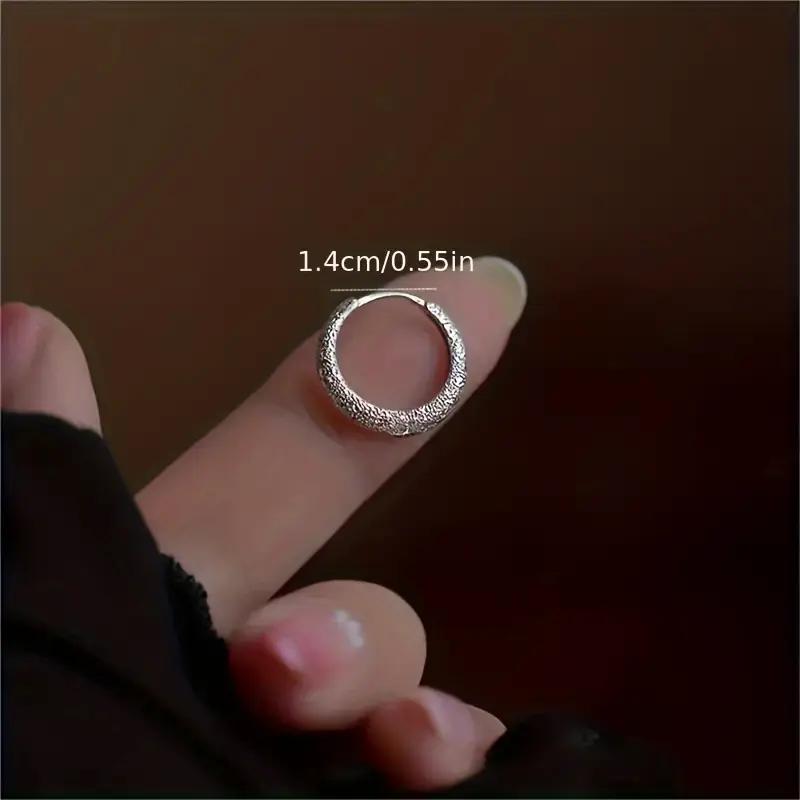 Classic 925 Sterling Silver Hoop Earrings with Frosted Finish - Hypoallergenic, Timeless Everyday Elegance