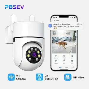 PBSEV Smart Home Security Camera, 2K HD Panoramic PTZ Indoor Camera with Auto Human Tracking, Color Night Vision, Motion Detection, Two-Way Audio, 911 Emergency Alarm System & 24/7 Continuous Recording,