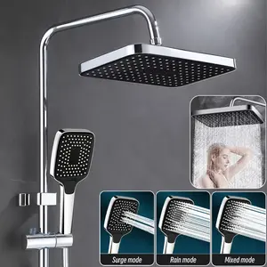 2 Piece Shower Set, Large Panel Handheld + Top Shower, Powerful Shower Head, Bathroom Shower, Shower Set, No Soft Tube, Handheld Showerhead Set