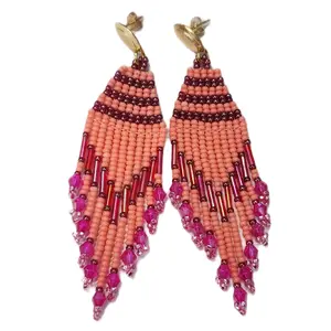 Pink Color Beaded  Elegant earrings