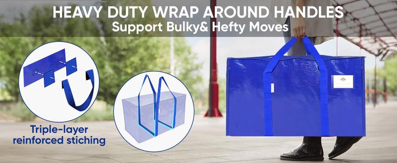 CasaBella 24 Gallon Extra Large Heavy Duty Foldable Moving Bags With Carrying Handles, Zippers and Tag Pocket, Outdoor Camping, water proof Organiser CasaBella 24 Gallon Extra Large Heavy Duty Foldable Moving Bags With Carrying Handles, Zippers and Tag Pocket, Outdoor Camping, water proof Organiser