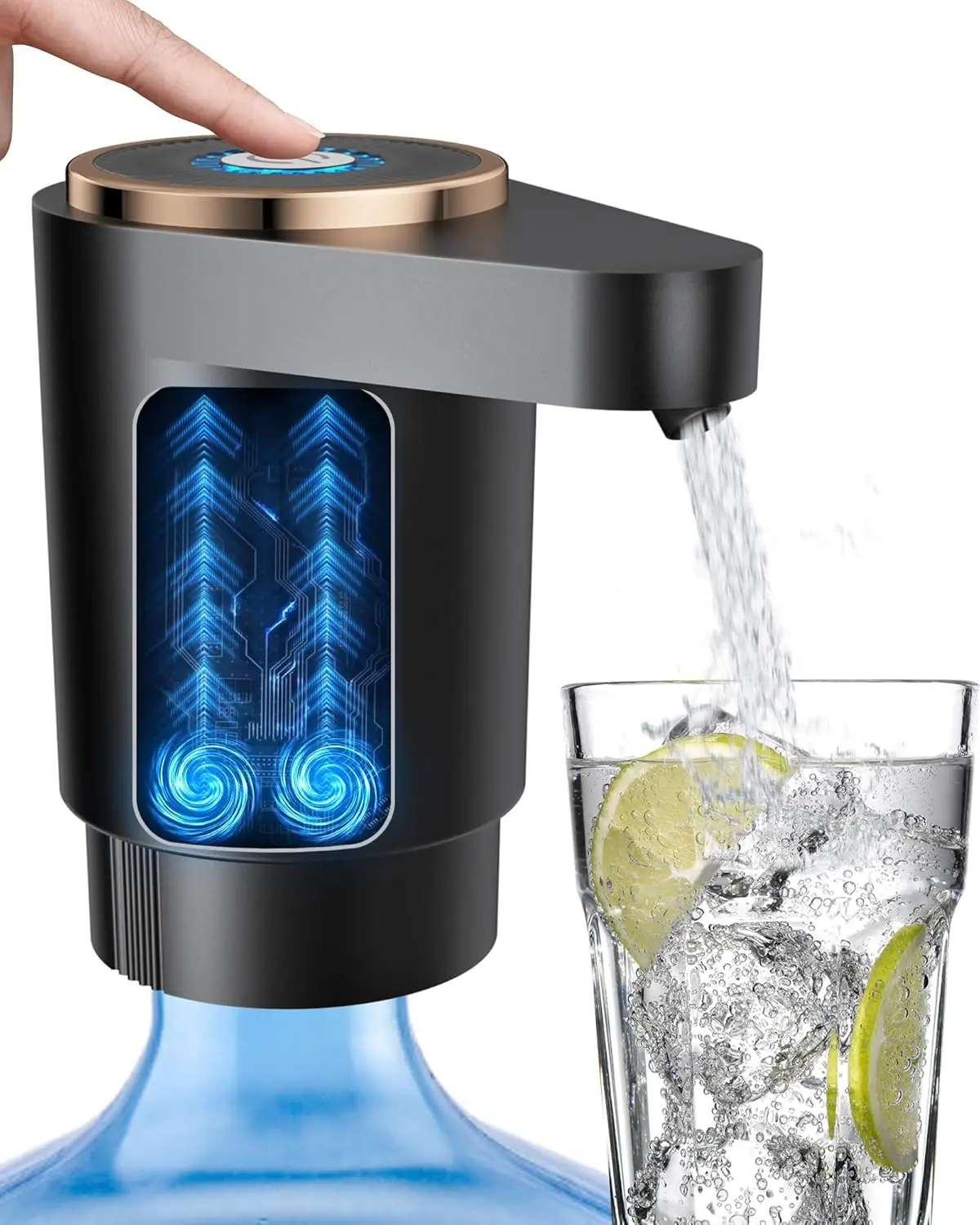 5 Gal Water Jug Pump - Portable Fast Flow Kitchen Drinking Utensil, Fits 2-5 Gal Jugs, Ideal for Home, Camping, Black