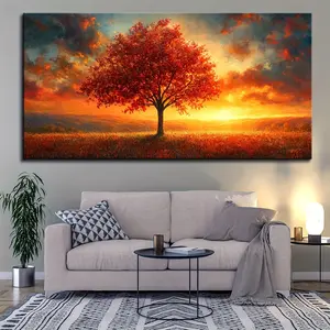 Thick Solid Pine Wood Frame, Huge Tree Of Life Canvas Print Wall Art - Classic Vintage Style Scenery - Perfect For Kitchen, Home Office, Bathroom, Living Room, Bedroom - Indoor And Outdoor Decor Poster Artwork Ornaments Artistic Photo Decoration