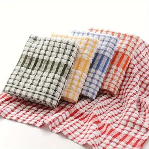10pcs Large Checkered Kitchen Cleaning Cloths - Absorbent, Reusable Dishwashing Towels in Assorted Colors (Red, Blue, Yellow, Orange) for Sink, Table, and Outdoor Use, Multiuse Napkins |   Checkered Pattern |   Polyester Fabric, Kitchen Towels