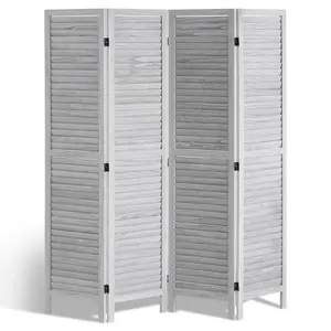 VEVOR Wood Room Divider, 4 Panel Folding Privacy Screen, 66.9 Inches Tall Indoor Wooden Partition, Portable Decoration Screen, for Room Separation, Home, Office, Restaurant & Bedroom (Light Grey)