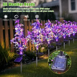 Solar Garden Lights Outdoor, 2 Pack Solar Lights with Butterfly, Waterproof LED Flower Lights for Yard Patio Lawn Pathway, Halloween Christmas Garden Decor, Gifts for Women
