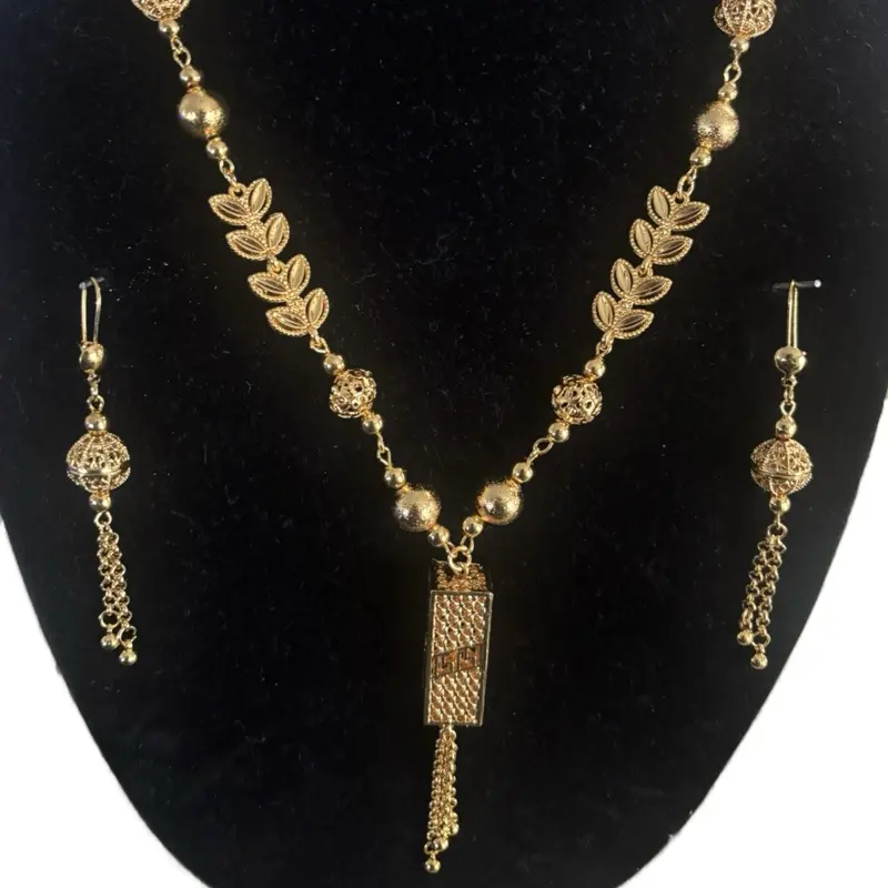 24k gold plated  30” long necklace/earings sets