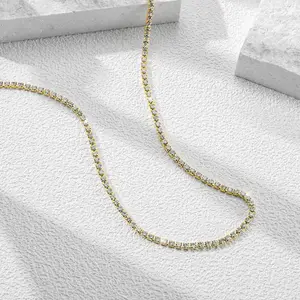 Cubic Zirconia Tennis Necklace for Women, Classic Minimalist Full Paved Chain, Dainty Stackable Fashion Jewelry Gift for Party, Chain Jewelry Necklaces, Fashion Jewelry Trends day