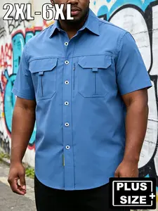 Men's Plus Size Casual Shirt Top with Pocket, Breathable Fashion Solid Color, Ideal for Daily Wear, Sports, Exercise, Walking, Unisex