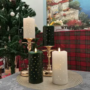 Fiber Optic Flameless Candles with Remote Flickering Battery Operated Christmas LED Pillar Candles Set of 2 for Special Events and Cozy Ambiance - Ambient Lighting