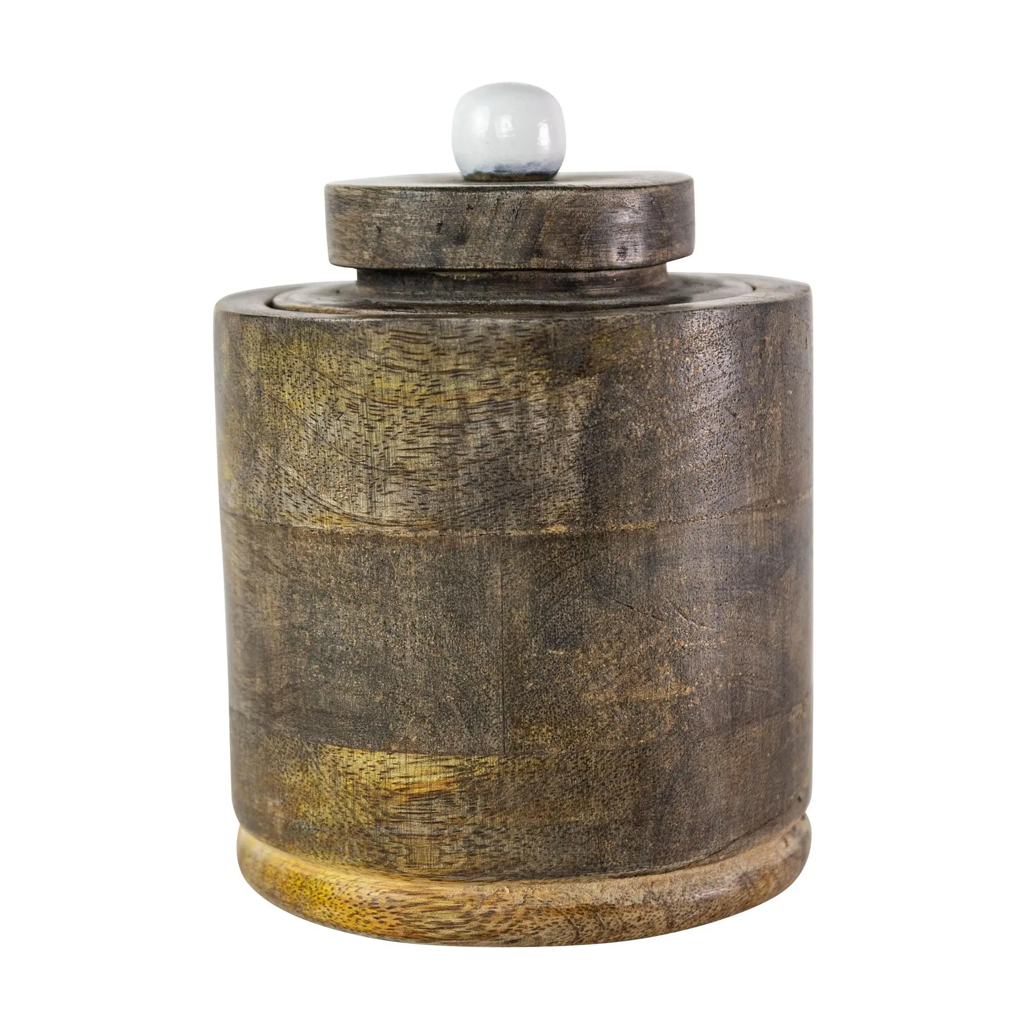 Foreside Home & Garden Natural Mango Wood Round Canister