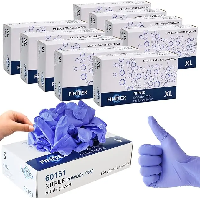 FINITEX Iced Blue 3.5Mil Powder-Free Latex-Free Waterproof Comfortable Disposable Nitrile Gloves, All-Disposable Cleaning Gloves for Household Cleaning, Medical Exams,college back to school haul,dorm haul essentials,home finds essentials