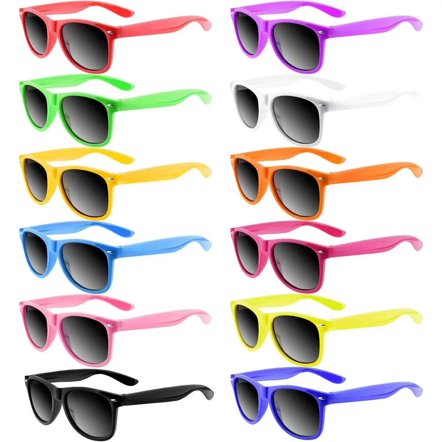 MIAHART 12-Pack Plastic Party Props, Casual Neon UV400 Shields Eyes Outdoors Eyewear Accessories, Wedding & Pool Events Goody Bag Fillers