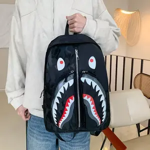 Unusual Shark-Themed Funny and Cute Men's and Women's New Dual-Shoulder Bag, Large Capacity Trendy Backpack for Travel, Students, and Casual Use