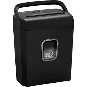Bonsaii  6-Sheet Crosscut Paper Shredder P-4 High-Security for Home Office with Handle for Document Mail Staple Clip 3.4 Gal Wastebasket Fathersdaygift Mechanical