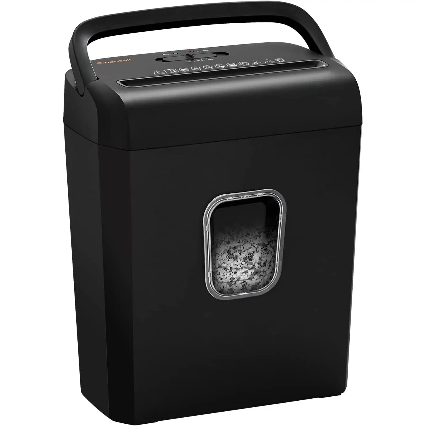 Bonsaii Paper Shredder for Home Use, 6-Sheet Crosscut Paper and Credit Card Shredder for Home Office with Handle for Document,Mail,Staple,Clip-3.4 Gal