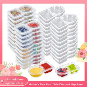 Double Compartment Snack Containers 20/40Pcs, Reusable Leakproof Snackle Box, BPA-Free Lunch Containers for Kids School Camping Party Meal Prep