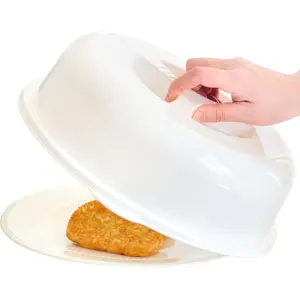 2 Pack 12 Inch Plastic Microwave Splatter Covers,  White Microwave Covers for