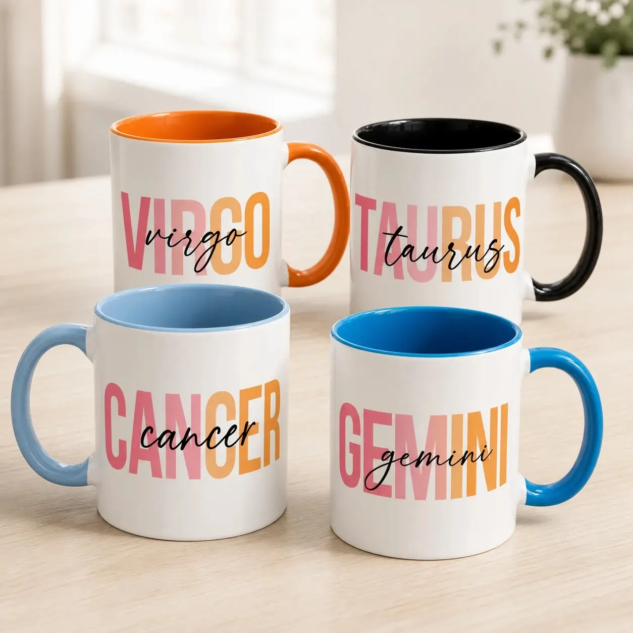 Full 12 Zodiac Minimalist Pastel Mug, Zodiac Signs, Libra Pisces Astrology, Horoscope Graphic, Celestial Star Sign, Cozy Fall gift, Birthday Gift for Her, Unisex