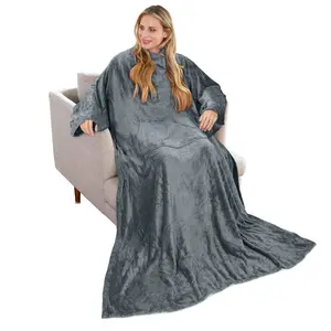 Tirrinia Wearable Fleece Blanket with Sleeves for Adult Women Men, Super Soft Comfy Plush Functional TV Blanket Wrap Cover for Bed Sofa Couch ,New Year Gift, Best Gifts for Girlfriends