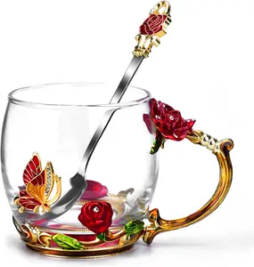 OEAGO Gifts for Mom Women Mothers Day Valentines Day Gifts Glass Coffee Enamels Mug Best Birthday Valentine'S for Her Girlfriend Wife from Daughter Son Tea Cup Christmas Stocking Stuffers HU-XI-196