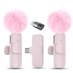 Wireless mini Microphone for iPhone/Smartphone, 2 Mini Lapel Microphones with Clearer Audio for Video Recording, Interview, Vlog，Noise Reduction Device Noise Cancellation Stereo Wireless vlogging  tools handheld high quality audio