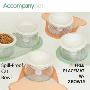 Premium Ceramic "Happy Planet" Pet Bowl - Elevated Anti-Vomiting Feeder for Cats & Dogs, Prevents Whisker Fatigue & Chin Acne, Tip-Proof Base