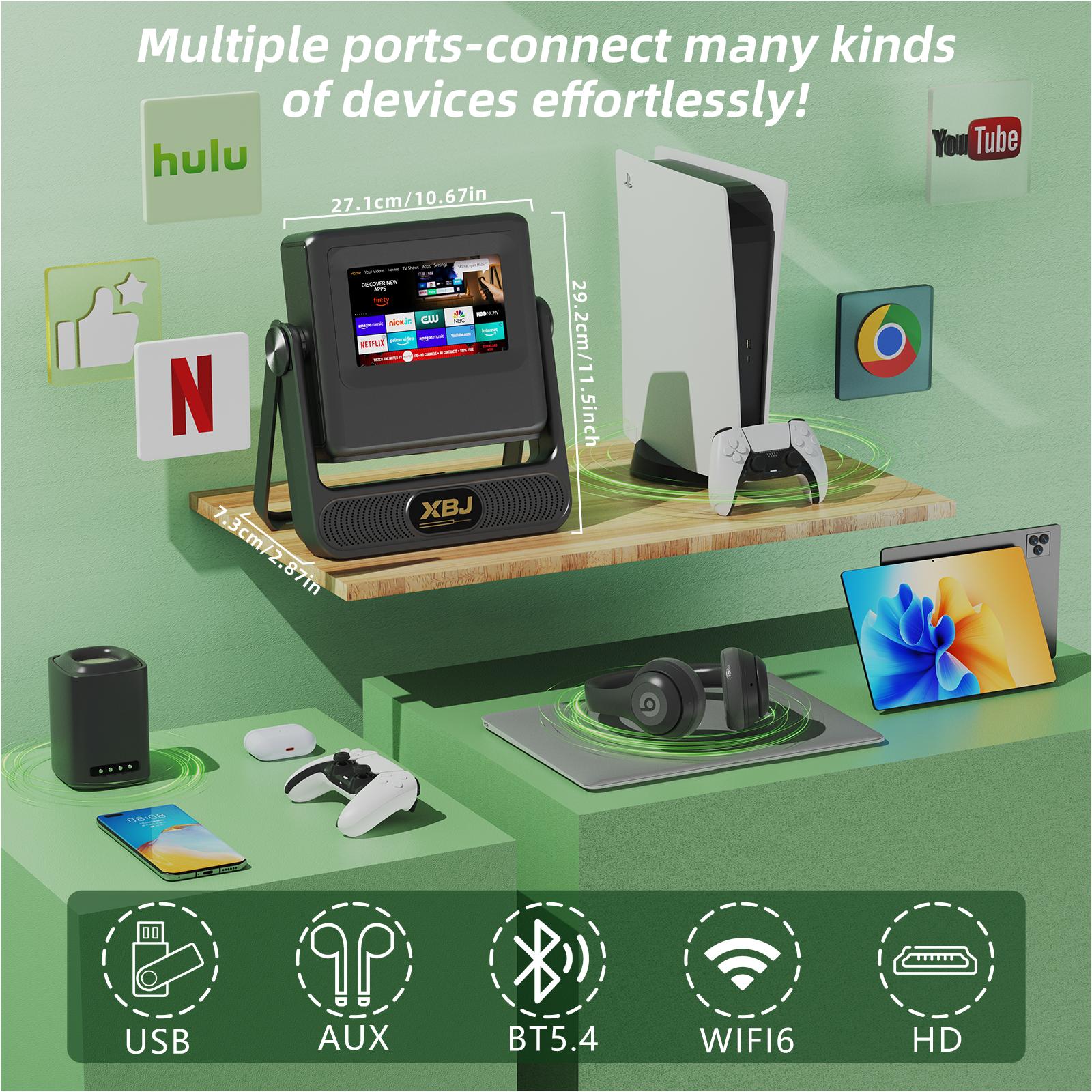 XBJ A5PRO projector, Bluetooth 5.2, 4K/1080P, smart touch screen—suitable for outdoor movies and gaming, home theater, and business presentations; wireless screen mirroring, ideal for camping and similar scenarios.