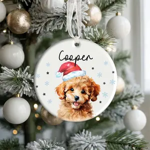 Personalized christmas Dog Ornament, Funny Custom Watercolor Photo Pet Ornament Gift for Dog Cat Lovers , Pet ceramic Ornament 2025