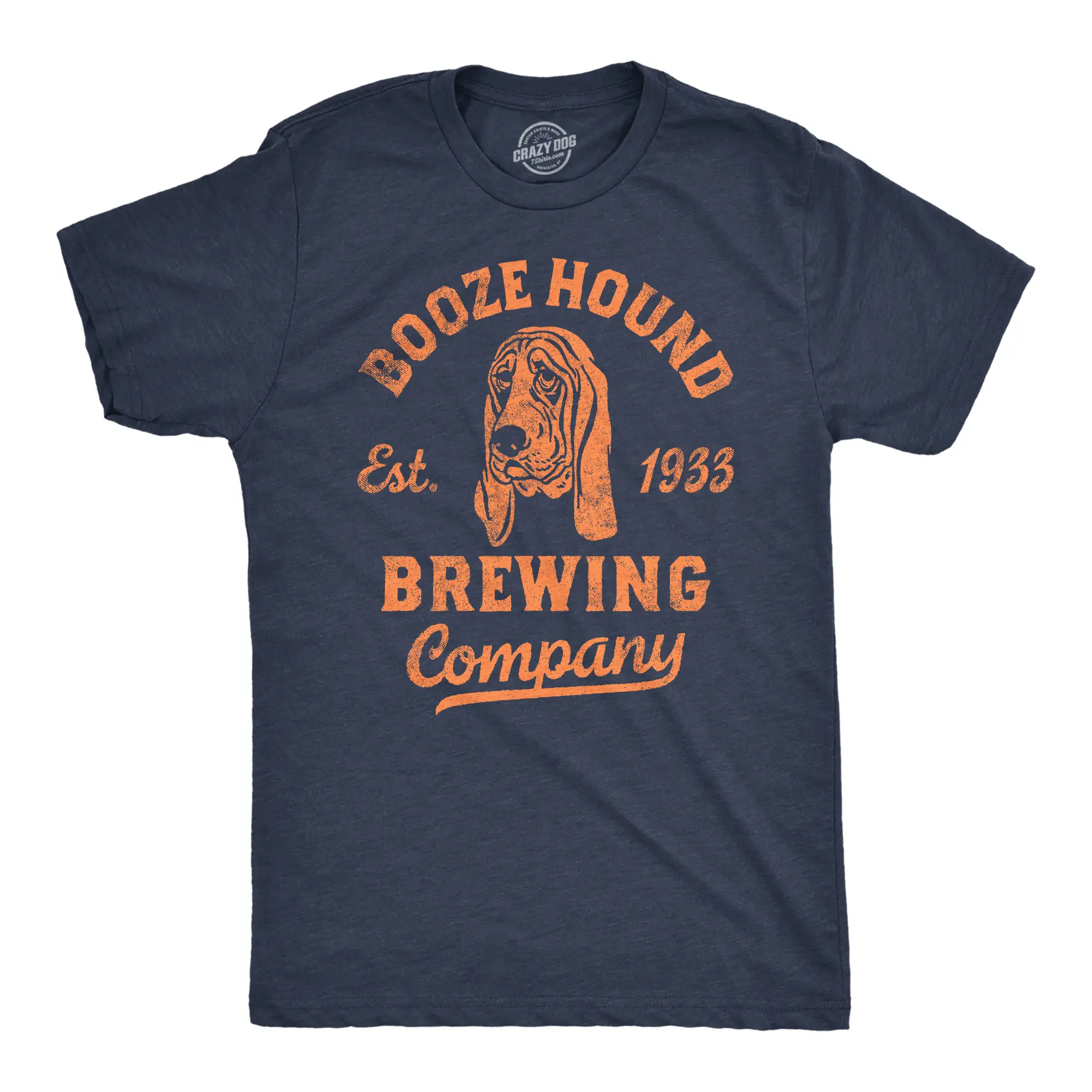 Mens Funny T Shirts Booze Hound Brewing Company Sarcastic Drinking Tee for Men Mens Funny T Shirts Cool Vintage Fashion T-Shirt Gift Classic Menswear Sarcastic Apparel for Men Funny Drinking Short Sleeve Navy -