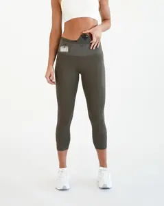 FLIPBELT Women's Air Mid-Weight Crops - Summer Flared Yoga Pants with Breathable Waistband & Secure Headphone Pocket for Fitness Enthusiasts