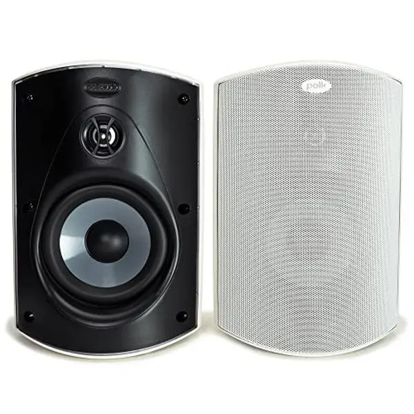 Polk Audio Atrium 5 Outdoor Wired Speakers (Pair, White) - 5 Dynamic Balance Woofers, Powerful Bass, All-Weather Durability, Broad Sound Coverage, Speed-Lock Mounting System, Backyard & Sunroom Use, Enlarged Sweet Spot, Minimalistic, 5 Woofers
