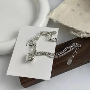 Peach heart asymmetrical bracelet retro niche creative versatile simple design horseshoe bracelet birthday gift