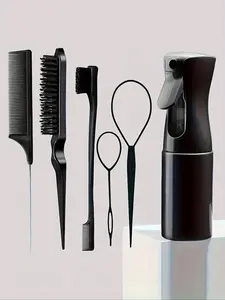 Hair Styling Kit for Salon, 6 Counts Hair Styling Tool Set, Including Brush Set, Spray Bottle, Braiding Tool, Rat Tail Comb, Suitable for All Hair Types, Hair Salon Tools & Accessories, Hair Brushes