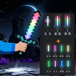 1pc Rainbow Light Diamond Sword Ambient Lamp | 11 Dynamic Light Effects Table Decor Lamp | Touch Control & Pull-Sword Lighting | Gift Box Pack | Kids Gift