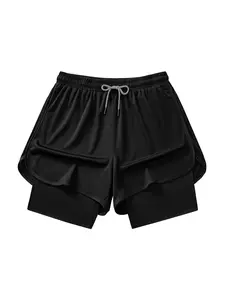 Men's Quick-Dry Fitness Shorts, Breathable Lightweight Running Gym Wear, Three-Pack Inner Lining, Sports Clothing for Active Lifestyle