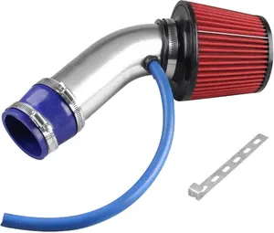 76mm 3" Universal Cold Air Intake Kit Aluminum Turbo Filter High-Flow Hose Air Intake Kit Performance Boost for Most Vehicles (Silver)