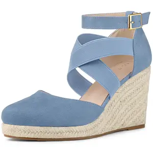 BLISSFUL STEP Women's Espadrilles Closed Toe Wedges Heels Sandals