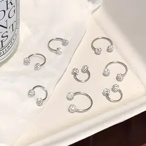 Nose Ring More Size 20G/18G 7mm Titanium Horseshoe Nose Ring(Free Gem Picker Tool) Internally Threaded Gems Lightweight