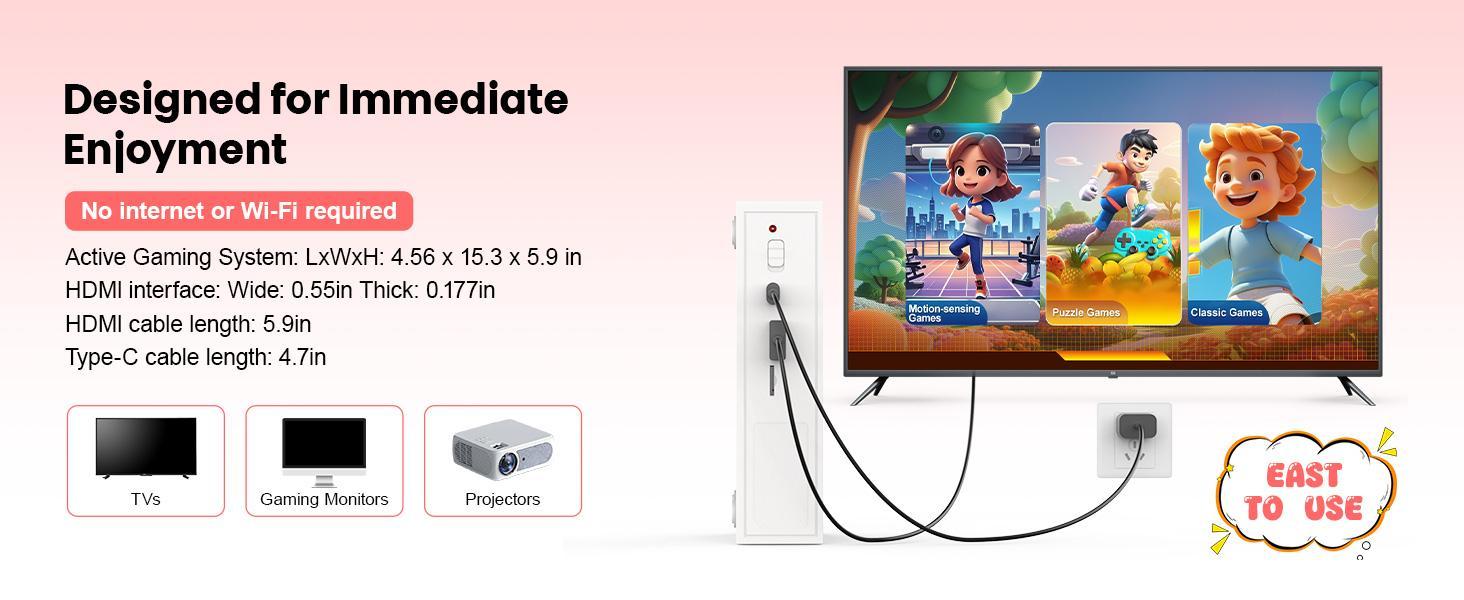 AR Motion Gaming Console: 28 Interactive Games Motion Sensor 2-Player Wireless Controllers & TV Hookup – Ultimate Family Entertainment System for Kids & Adults