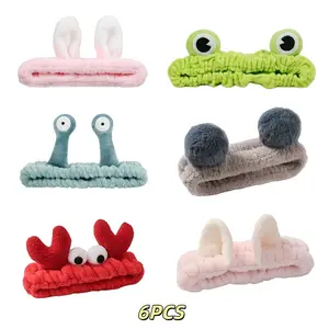 6pcs Animal Ear-Shaped Headbands |   Fluffy Hair Bands, Anti-Slip Head Fixation Straps, Suitable for Women'S Makeup, Bathing, and Skincare Use