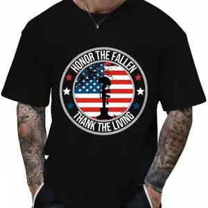 100% Cotton Honor The Fallen Thank The Living T-Shirt Women Men Outdoor Casual Short Sleeve Comfortable And Versatile