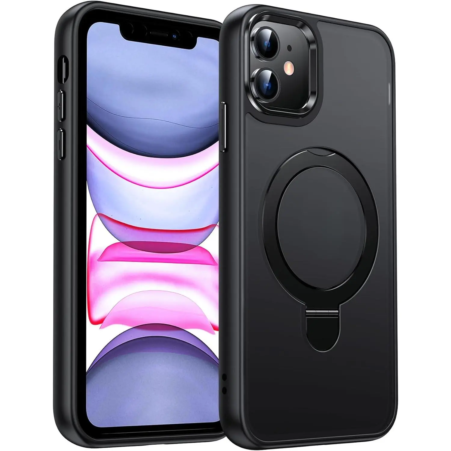 Magnetic Magsafe Phone Case with Kickstand Ring Holder - Military Grade Rugged Heavy Duty Slim Casing for iPhone 17/16/15/14/13/12/11 Pro Max Plus - Smartphone Handheld Protection Accessories for Men & Women
