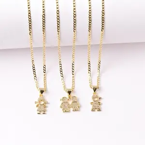 14K Gold Plated 2mm Necklace Chain with Kids Pendant, Chain Jewelry Necklaces for Daily Wear, Valentine Gifts for Mom