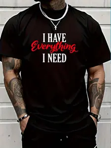 100% Cotton I have everything i need Valentine´s Day Love Couples T-Shirt Women's Men's Graphic Tee Crew Neck summer vacation Tops