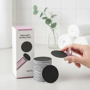 Replacement Sandpaper Sheets, 60pcs/box Round Refillable Foot File Sandpaper for Electric Callus Remover, Pedicure Tool for Home, Foot Rasp