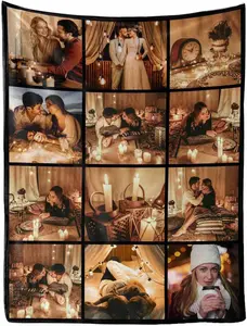 Custom Spotify Code Music Blanket: Made in USA, Wedding Blanket Customized Throw Blanket Personalized Picture Photo Gifts for Couple Valentines Day Boyfriend Girlfriend -50 Colors G